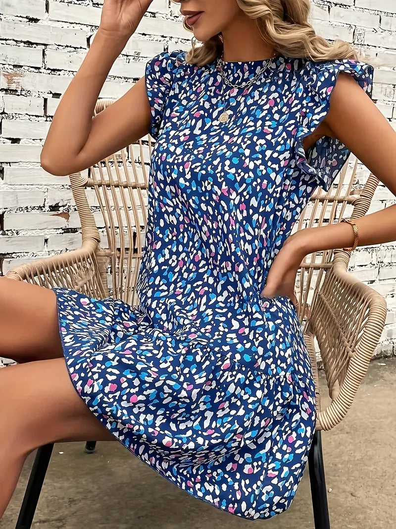 Stilla | Blå Sommerkjole Med Print