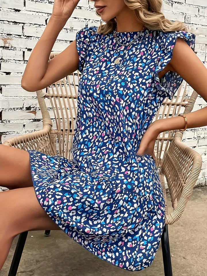 Stilla | Blå Sommerkjole Med Print
