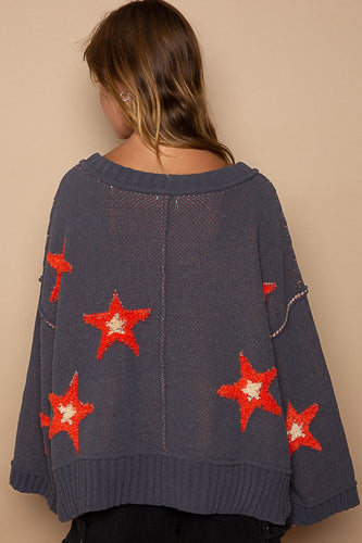 Stilla | Sweater med stjerne-patch og hyggeligt stof