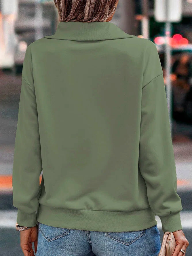 Stilla | Asymmetrisches Sweat-top in Salbeigrün Mit Ringreißverschluss