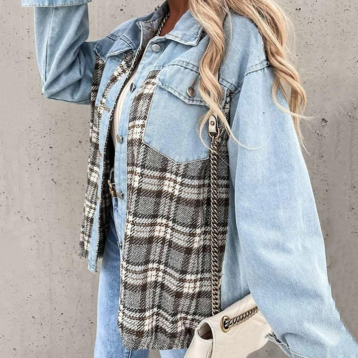 Stilla | Stylish Tjekket Jakke med Klassisk Krave til Kvinder