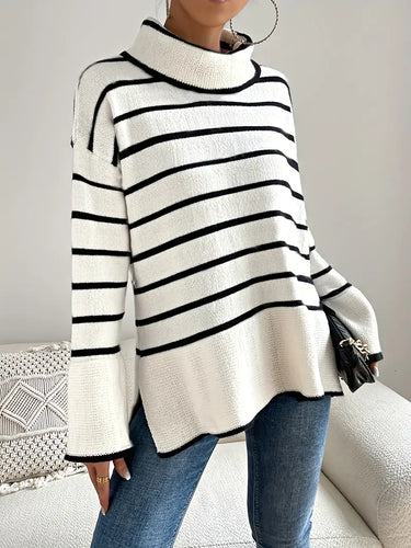 Stilla | Stribet rullekravepullover