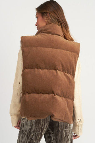 Stilla | Gilet Damer Quilted Cordstof Med Lynlås