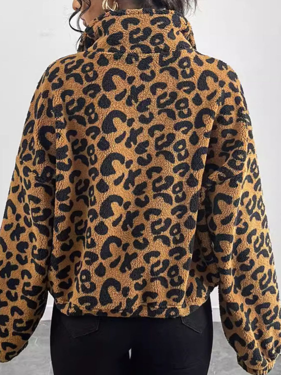 Stilla | Langærmet jakke med leopardmønster og lynlås