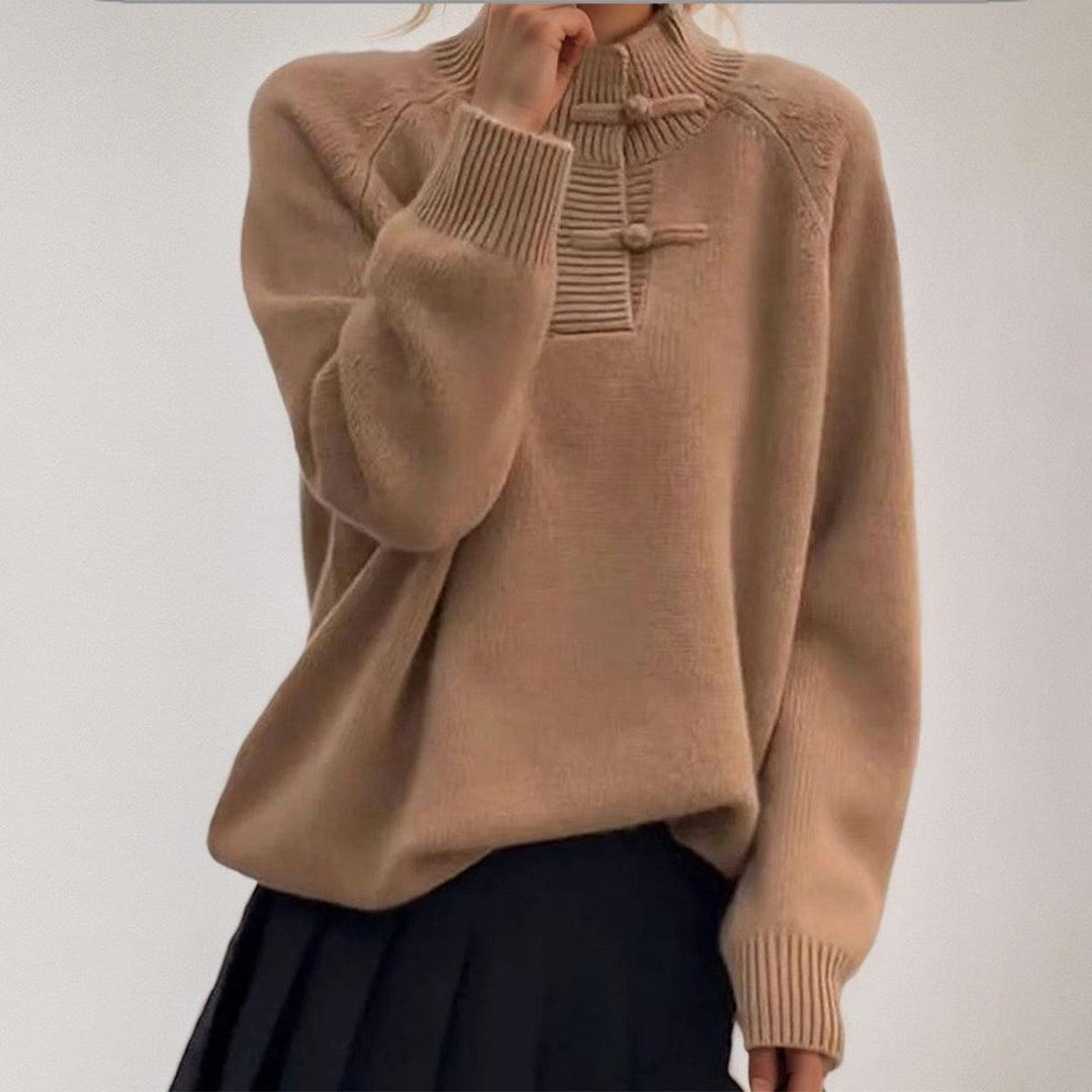 Stilla | Ensfarvet Brun Sweater Med Lange Ærmer