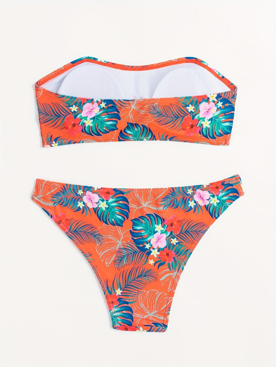 Stilla | Blå Bandeau Bikini Ekstrem Presser Blomster, Høj Talje