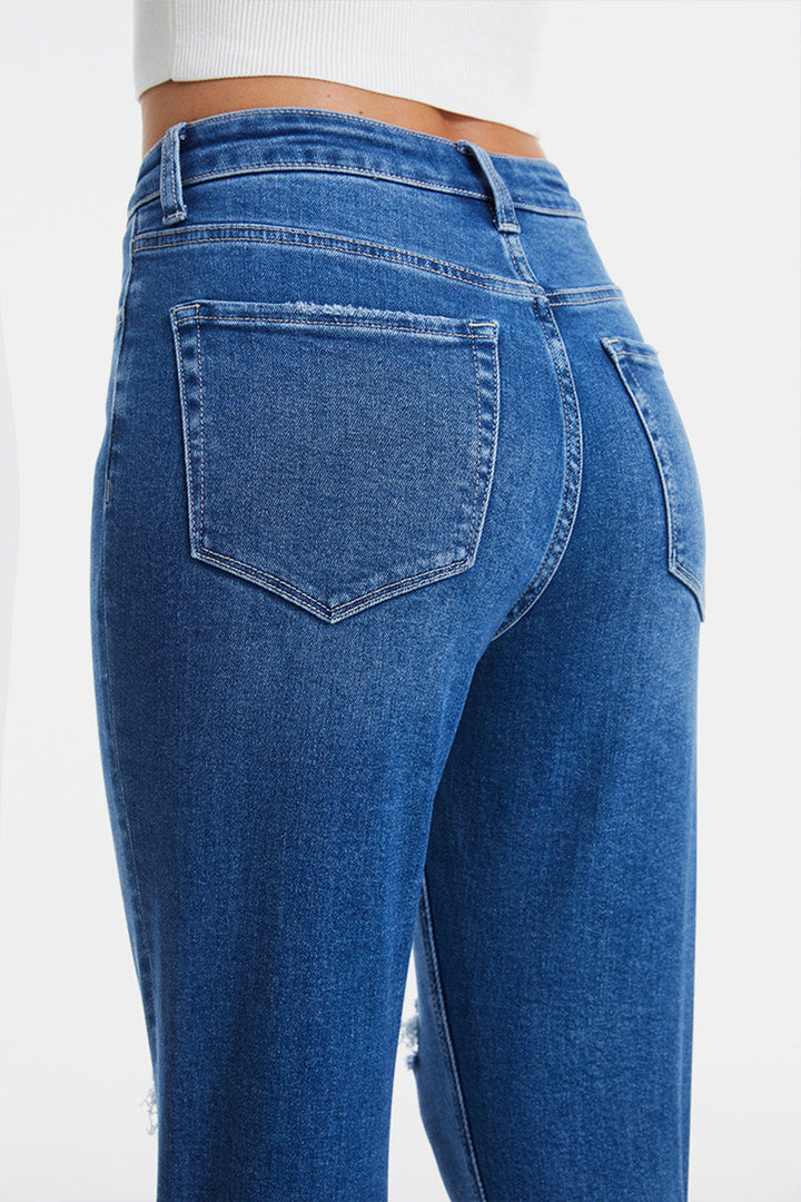 Stilla | Full Size Distressed High Waist Mom Jeans