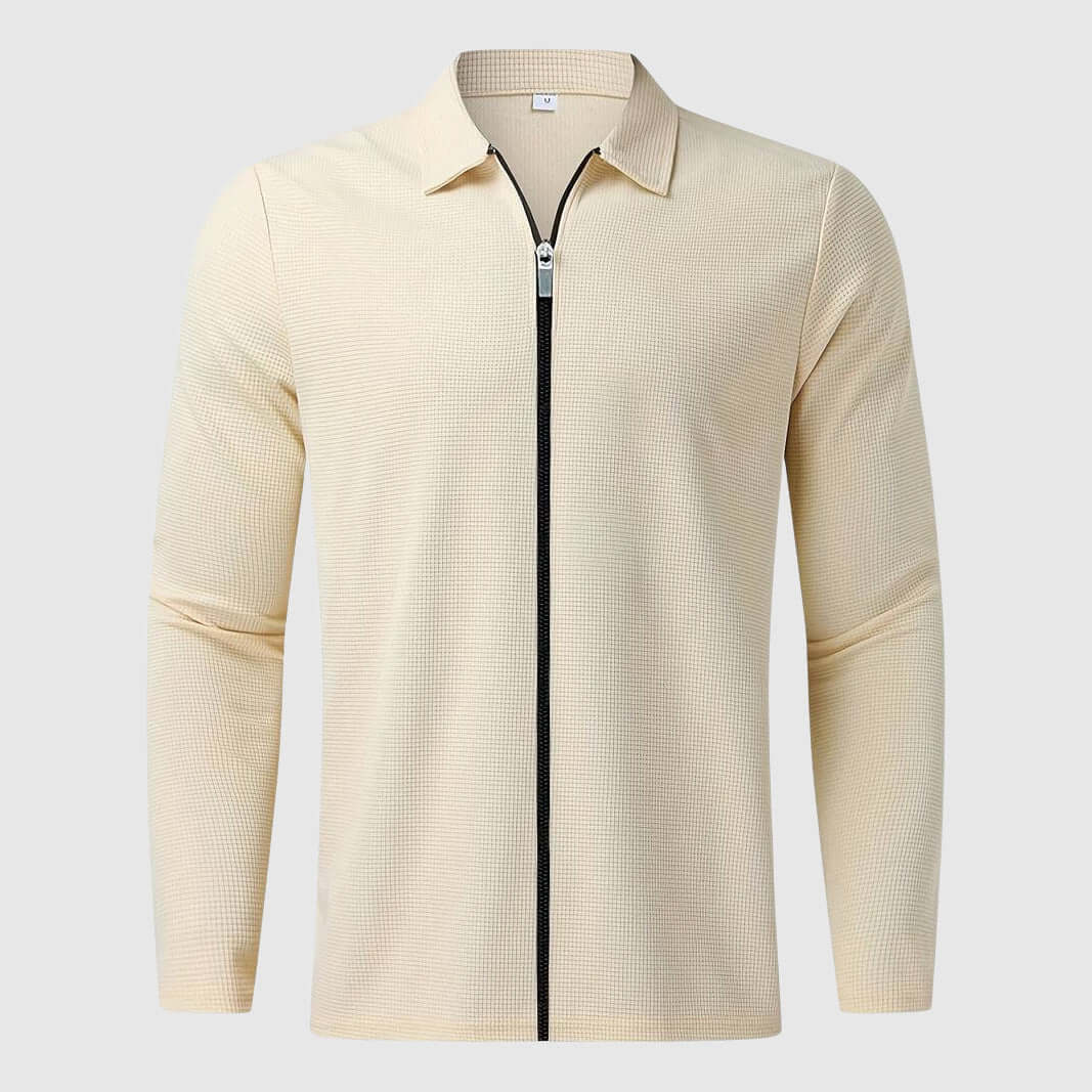 Stilla | Herre Vaffelstrik Zip-Up Jakke