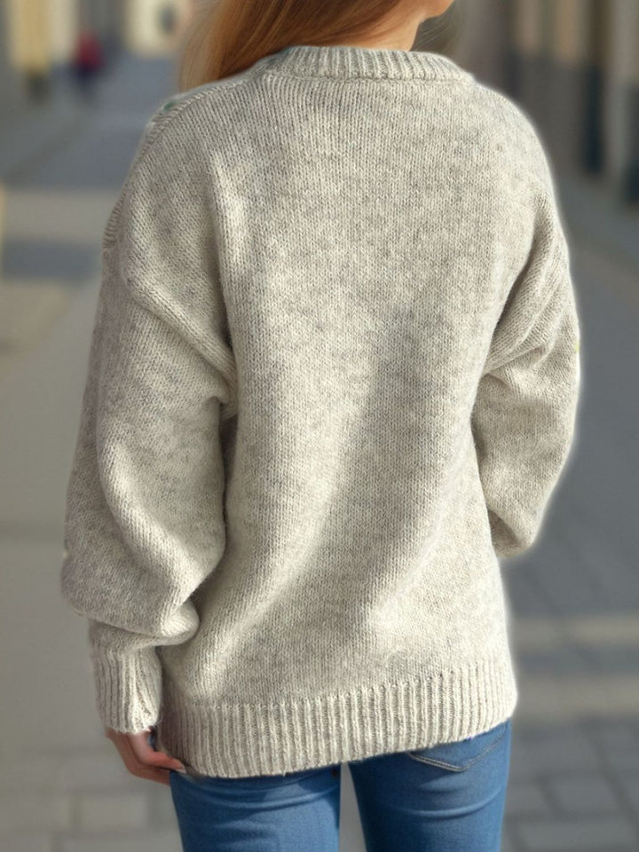 Stilla | Strikpullover med Rundhals og Lange Ærmer