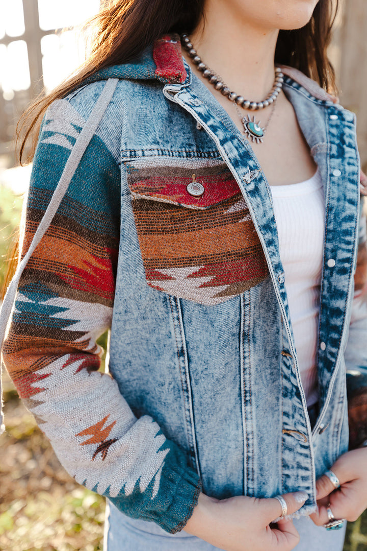 Stilla | Elegant Jeansjakke Med Patchwork Og Knapper Til Dame