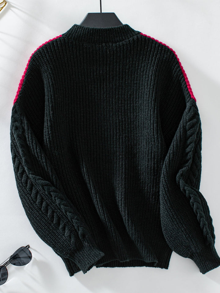 Stilla | Pullover med kontrasterende lange ærmer og rund halsudskæring