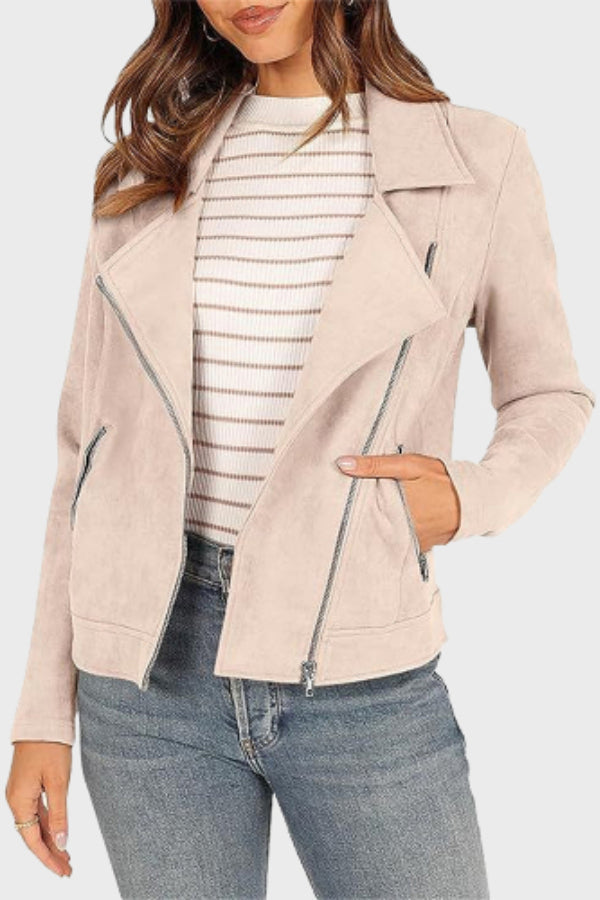 Stilla | Suedes Cropped Bikerjakke