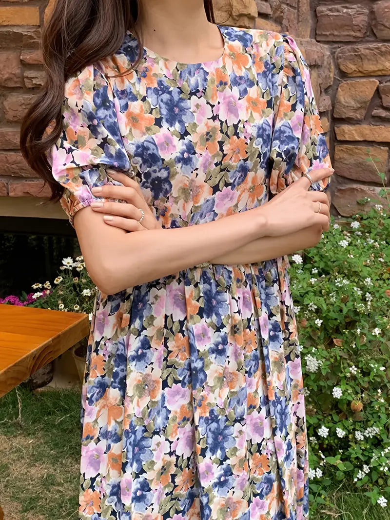 Stilla | Afslappet Kjole Med Blomstermotiv Violet Blue Let Kjole Til Sommer