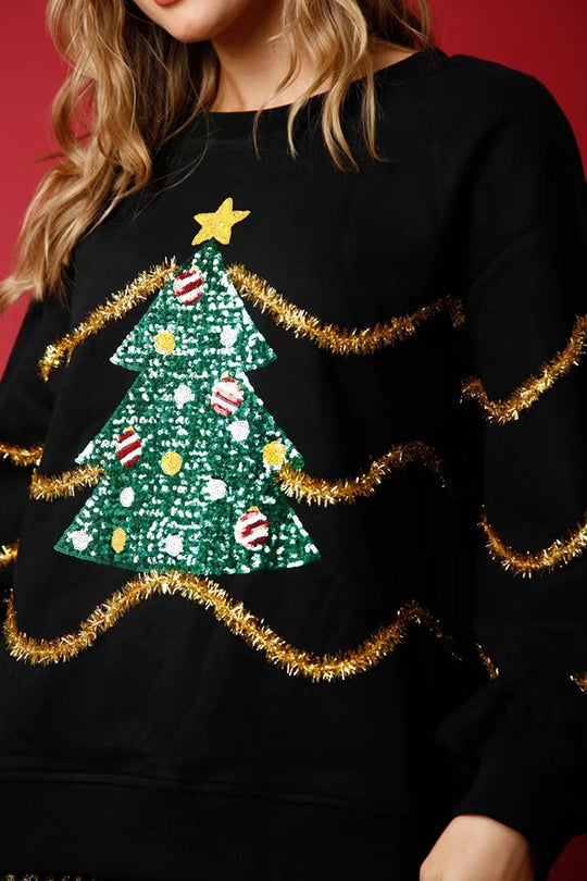 Stilla | Juletræ Pailletter Langærmet Løs Sweatshirt
