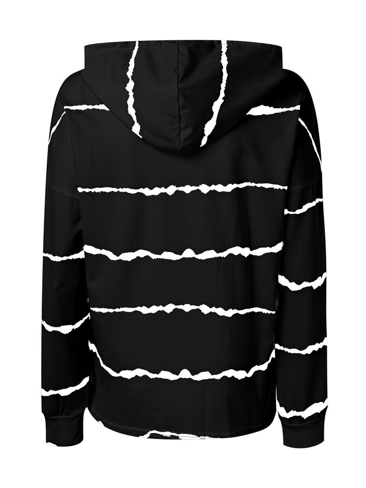 Stilla | Stribet Hættepullover Med Snøre og Lange Ærmer