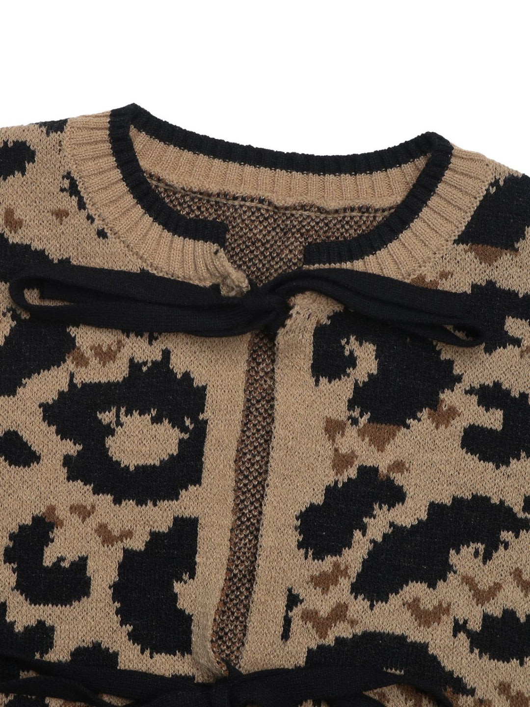 Stilla | Leopard Bandet Lang Ærme Strikjakke Perfee