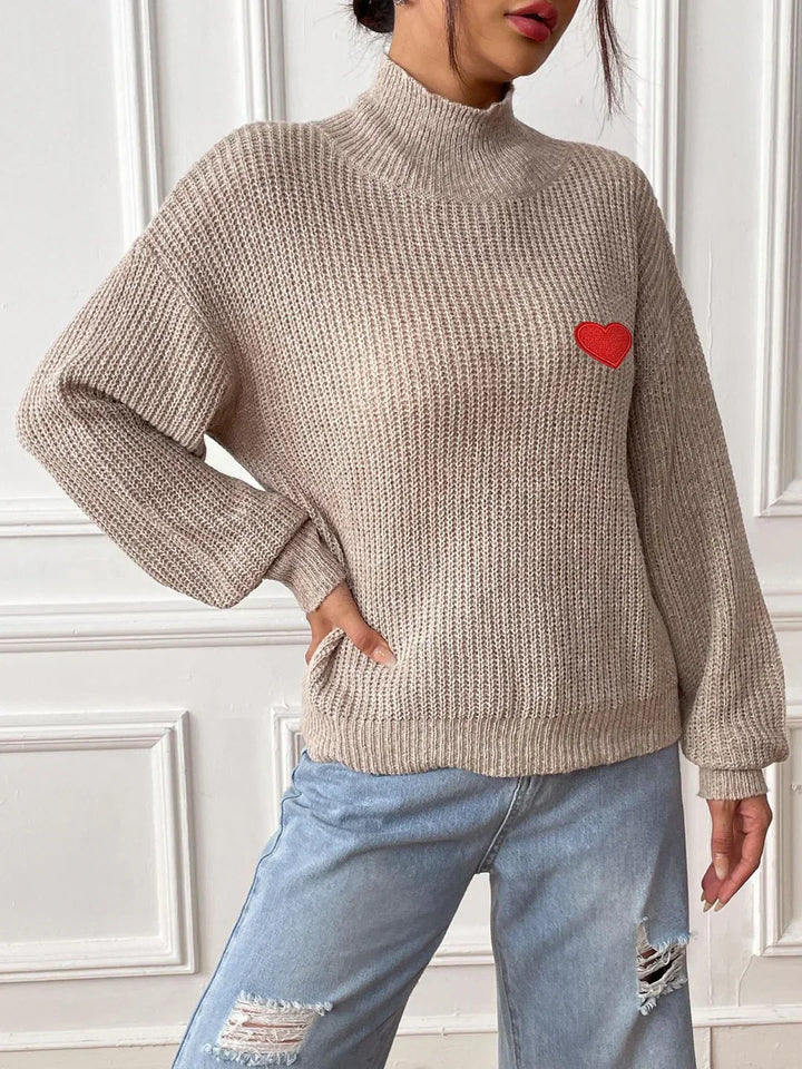 Stilla | Langærmet brusepullover med originalt hjerte mønster