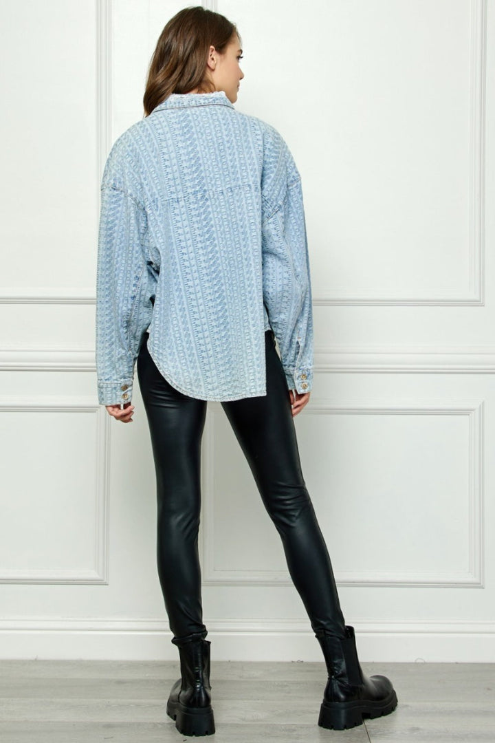 Stilla | Knapper Op Droppet Skulder Denim Top