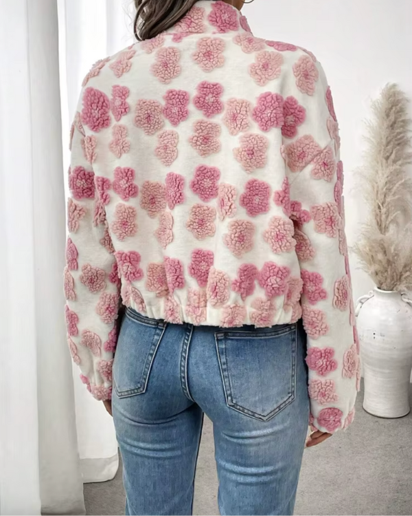Stilla | Cozy Fleecejakke med Candy Blomstermønster