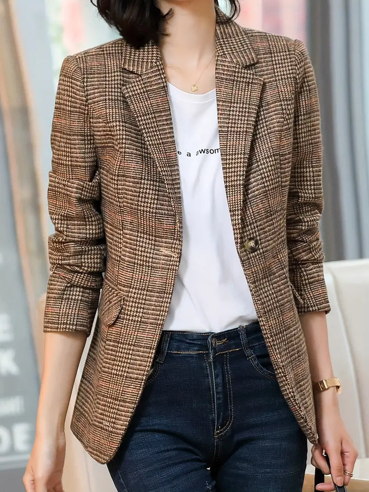Stilla | Blazer Med Ruder Med Klap Og En Knap