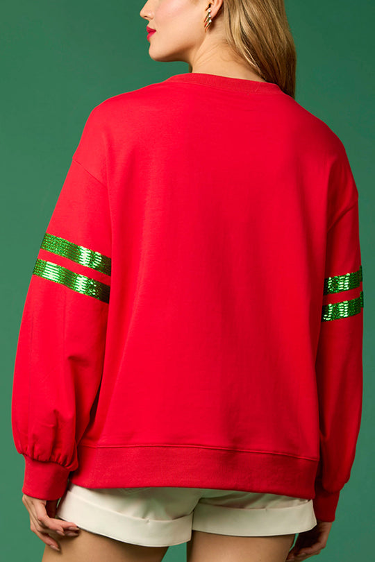Stilla | Jule-pailletter-rundhals-løs sweatshirt