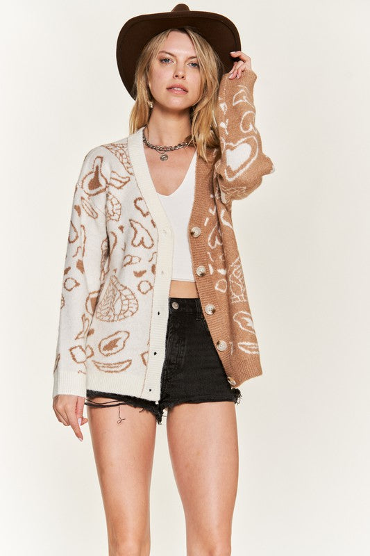 Stilla | Paisley Og Farveblok Cardigan
