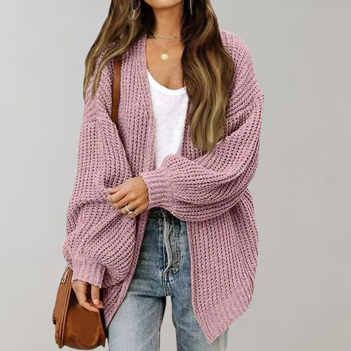 Stilla | Cozy Åben Strikket Cardigan med Biskop Ærmer