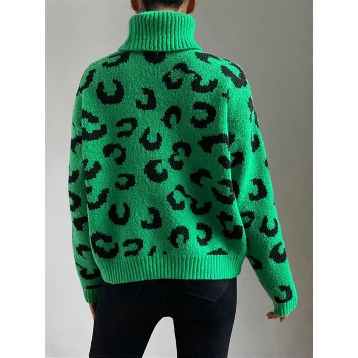 Stilla | Afslappet rullekrave-strikpullover med leopardmønster