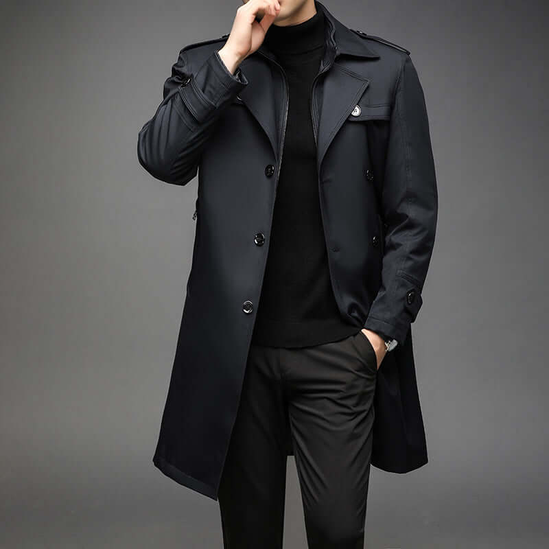 Stilla | Herrens dobbeltbrystet trenchcoat
