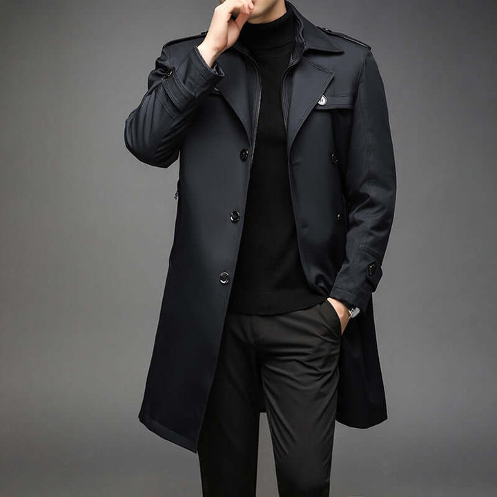 Stilla | Herrens dobbeltbrystet trenchcoat