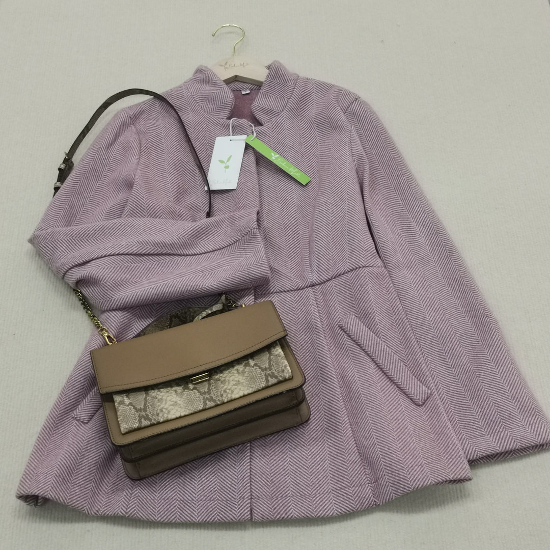 Stilla | Moderne Einfarbige Blazerjacke in Pink Mit Langen Ärmeln