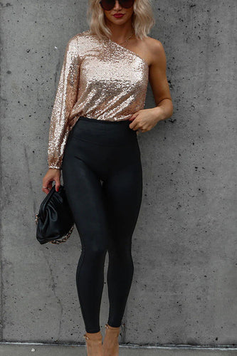 Stilla | Prom Queen Enkel Skulder Paillet Top