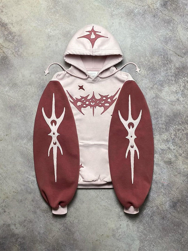 Stilla | Kontrastfarve Bogstaver Oversized Hoodie med Lange Ærmer