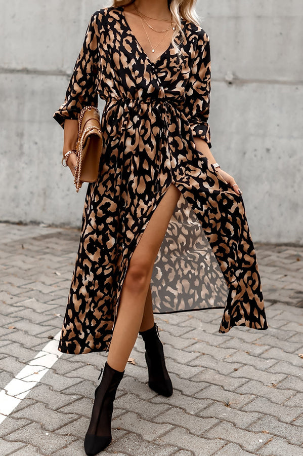 Stilla | Same Old Song Leopard Print Slide Midi Kjole