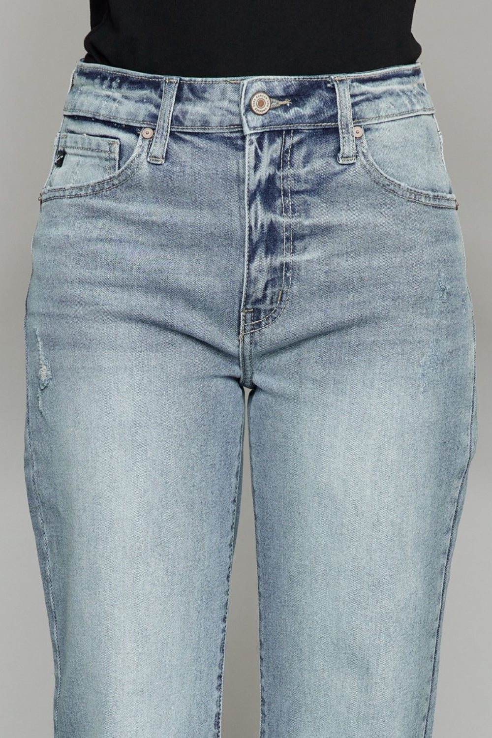 Stilla | Høj Talje Raw Hem Beskåret Bred Ben Jeans