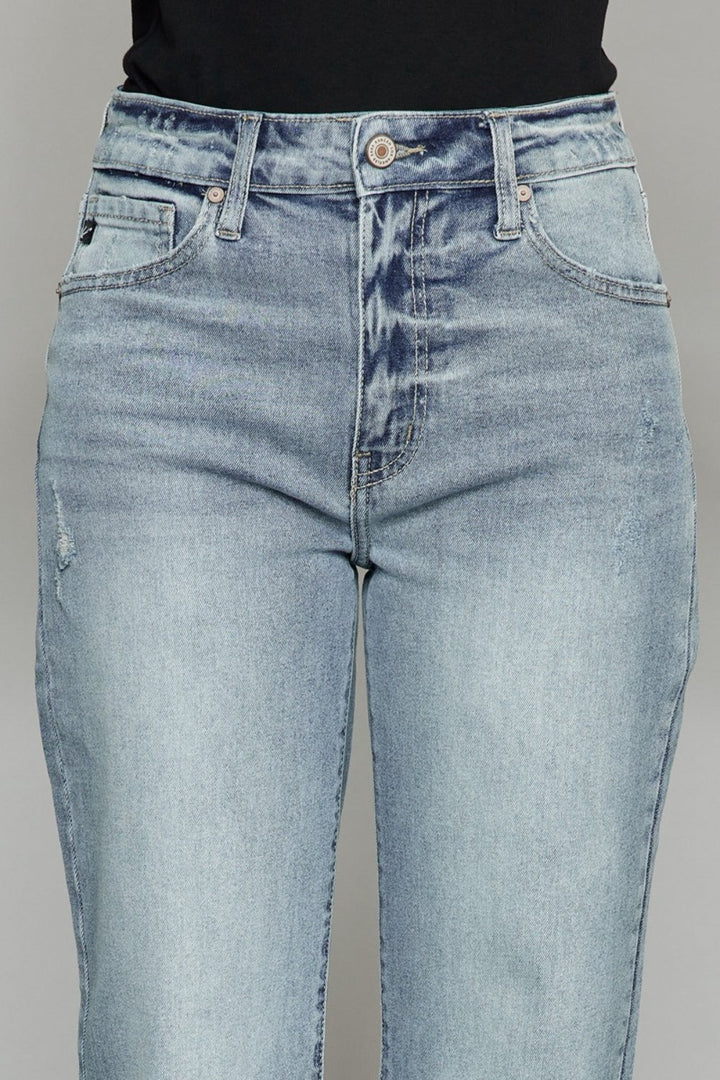 Stilla | Høj Talje Raw Hem Beskåret Bred Ben Jeans