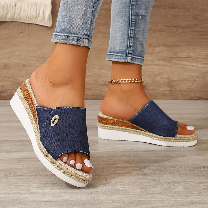 Stilla | Dame Sandaler På Platform Komfortable Slip on Kilehæle Til Sommer