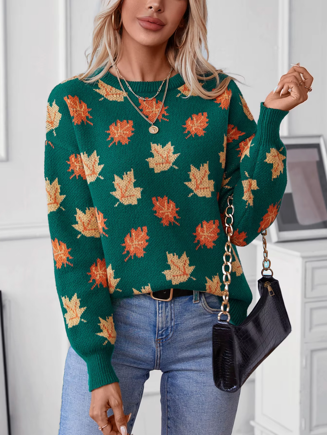 Stilla | Pullover med ahornbladmønster
