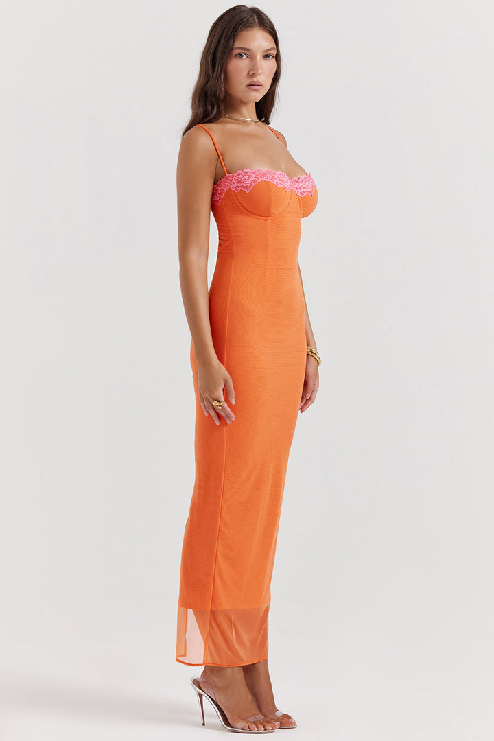 Stilla | Flamme Orange Maxi Kjole