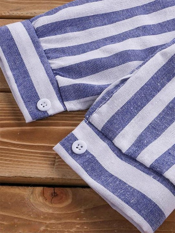 Stilla | Blåstribede Revers Bluse Dametop