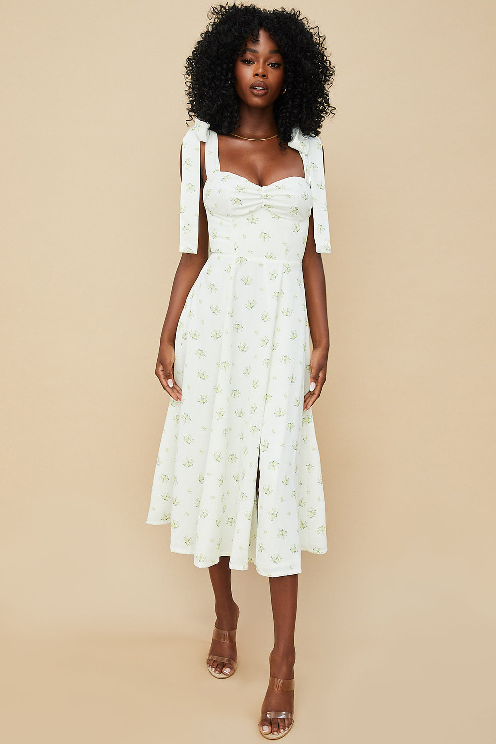 Stilla | Blomstret Midi Solkjole