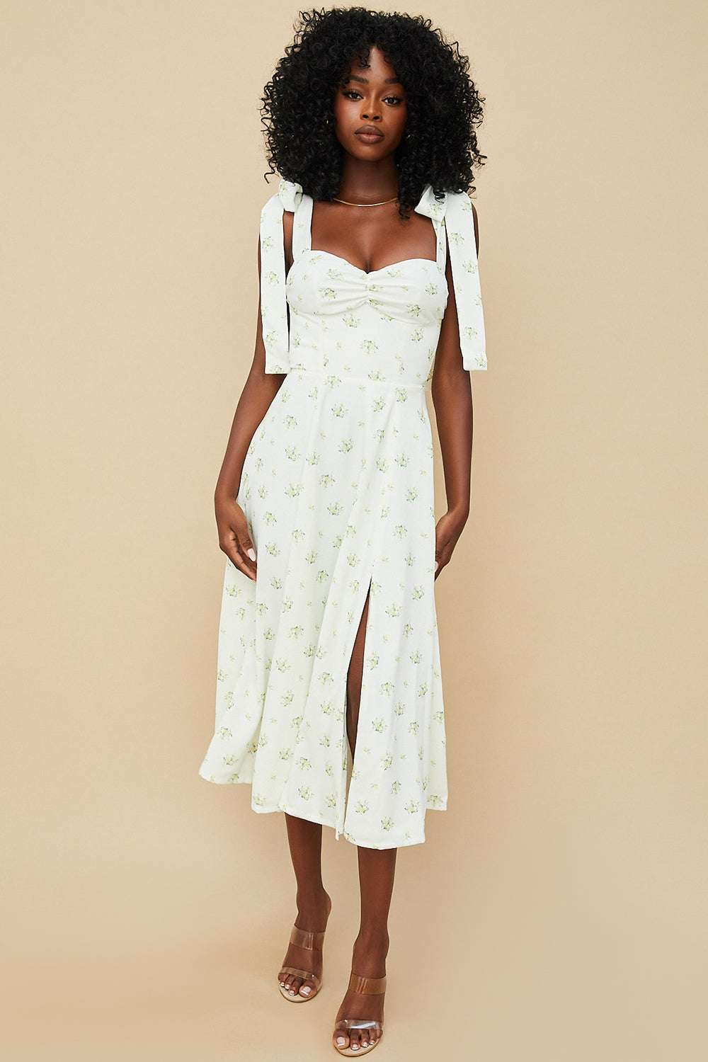 Stilla | Blomstret Midi Solkjole