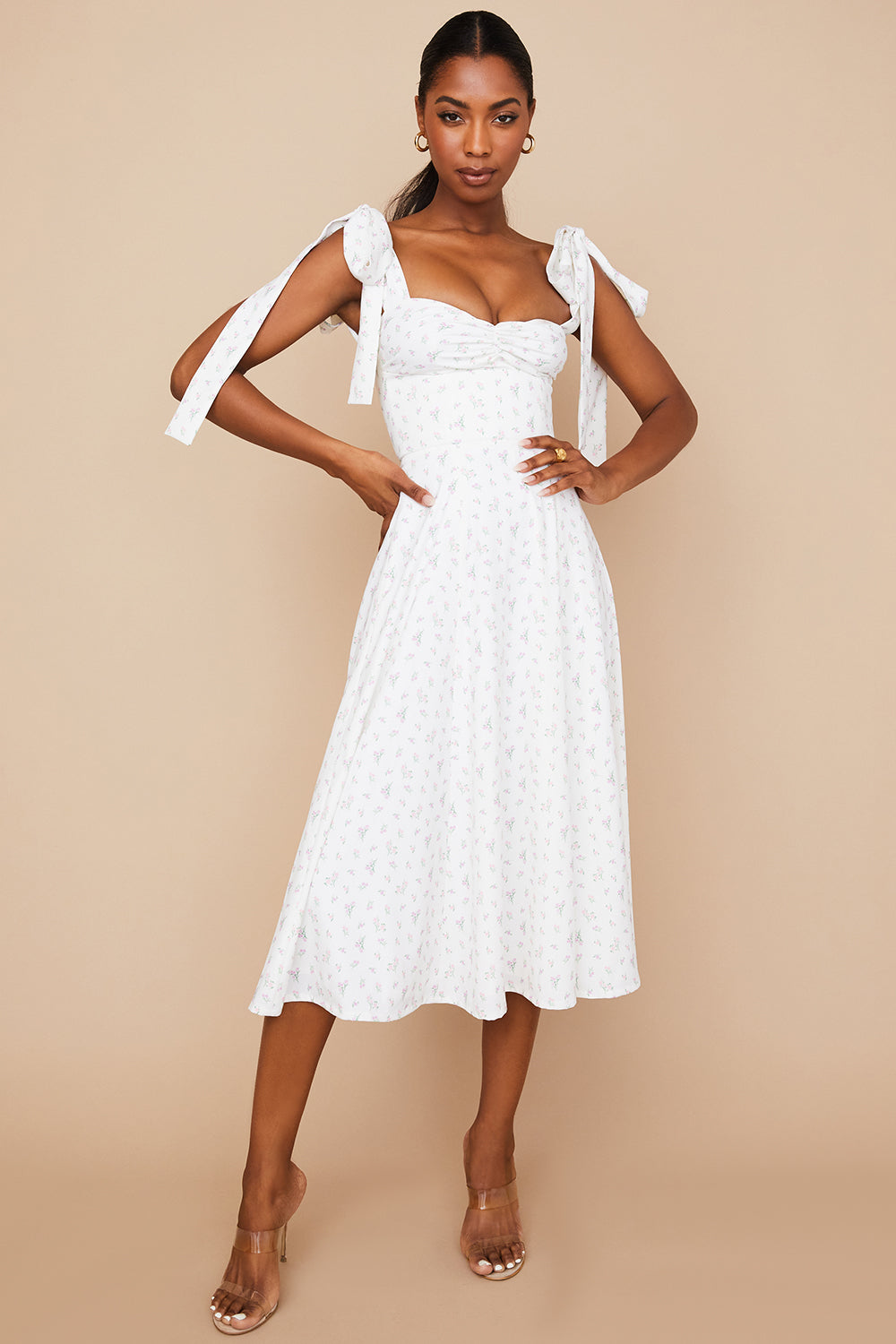 Stilla | Blomstret Midi Solkjole