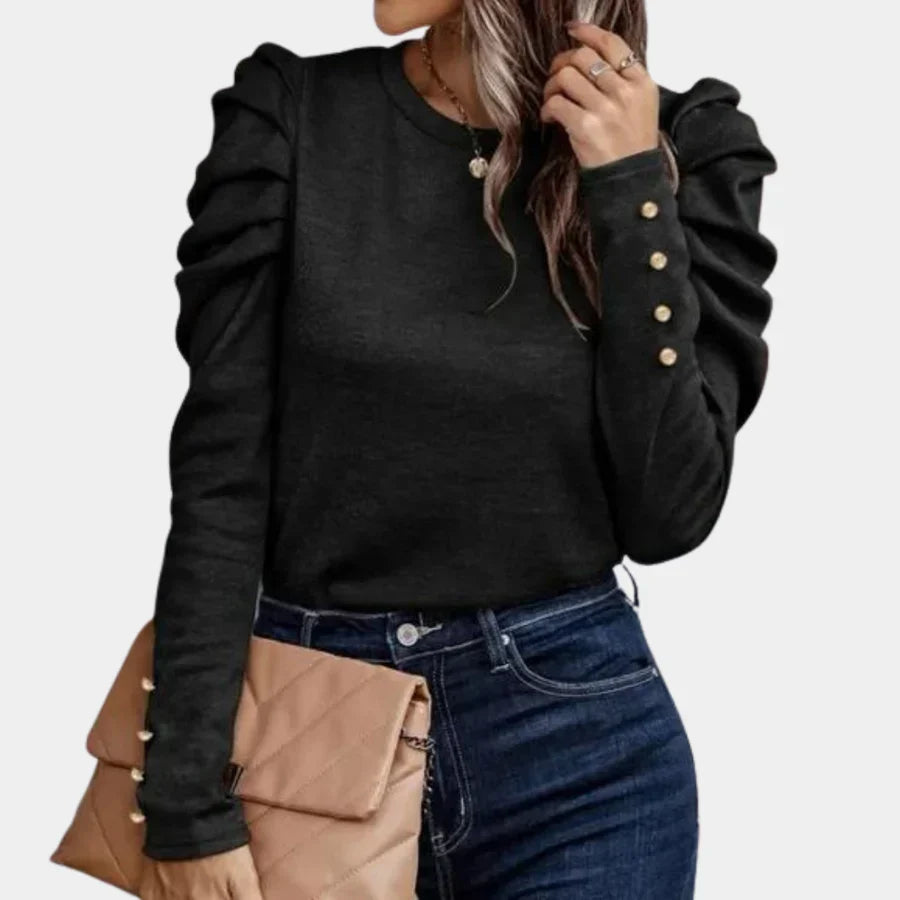 Stilla | Damebluse Alva Plain Med Puffærmer