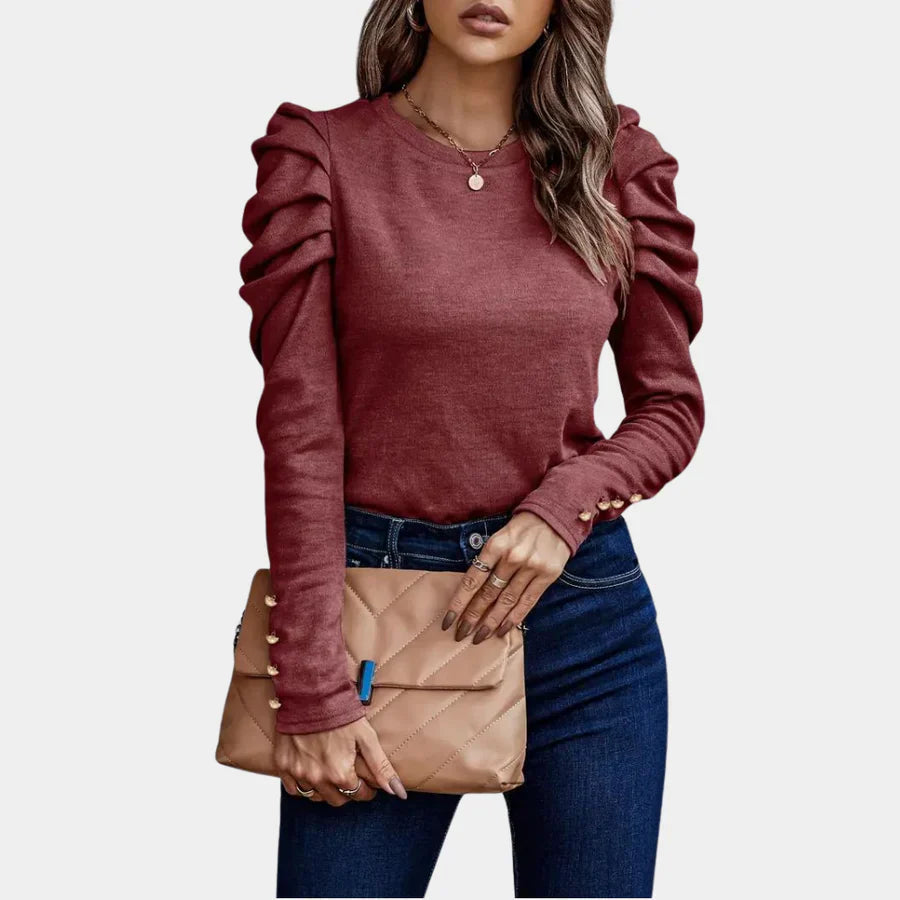 Stilla | Damebluse Alva Plain Med Puffærmer