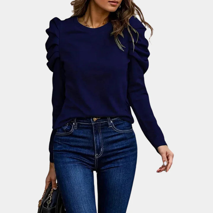 Stilla | Damebluse Alva Plain Med Puffærmer