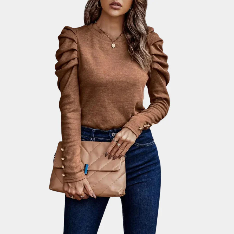 Stilla | Damebluse Alva Plain Med Puffærmer