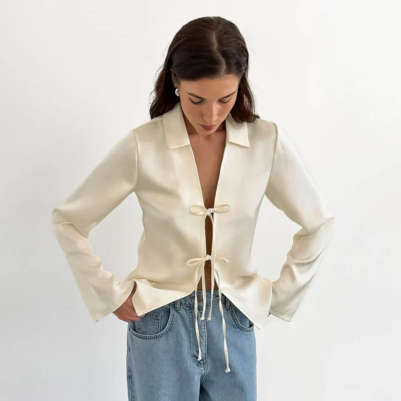 Stilla | Elegant Satin Bluse Til Kvinder