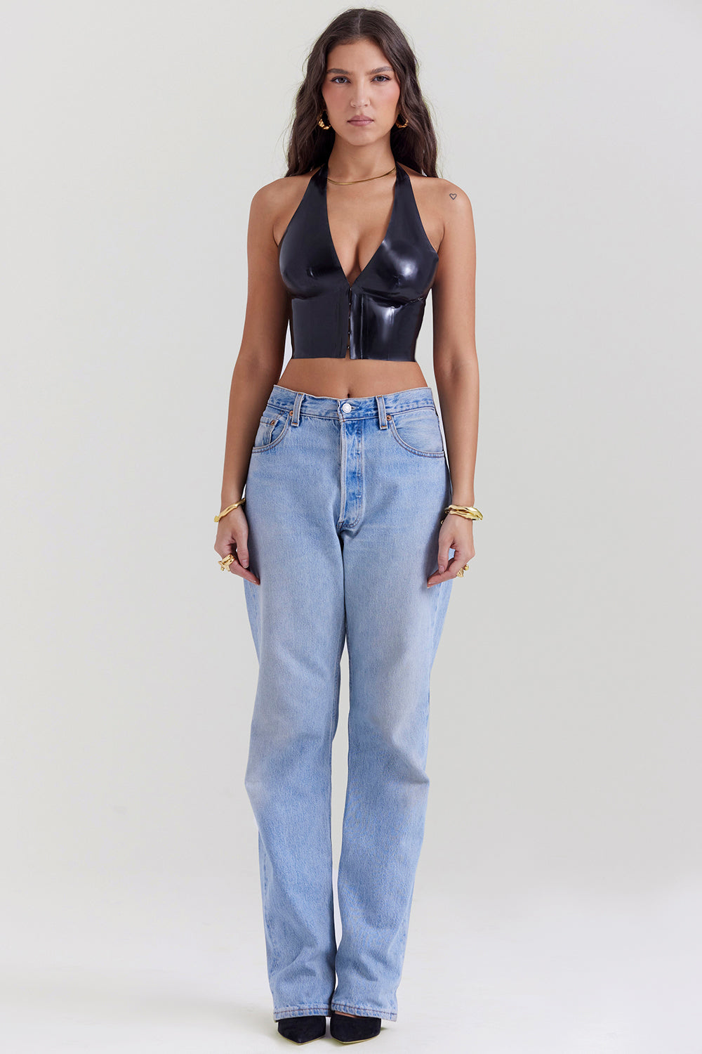Stilla | Sort Latex Grime Top