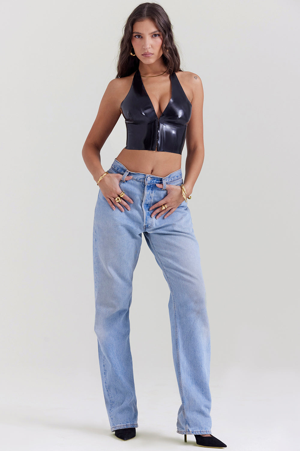 Stilla | Sort Latex Grime Top